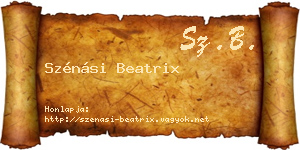 Szénási Beatrix névjegykártya